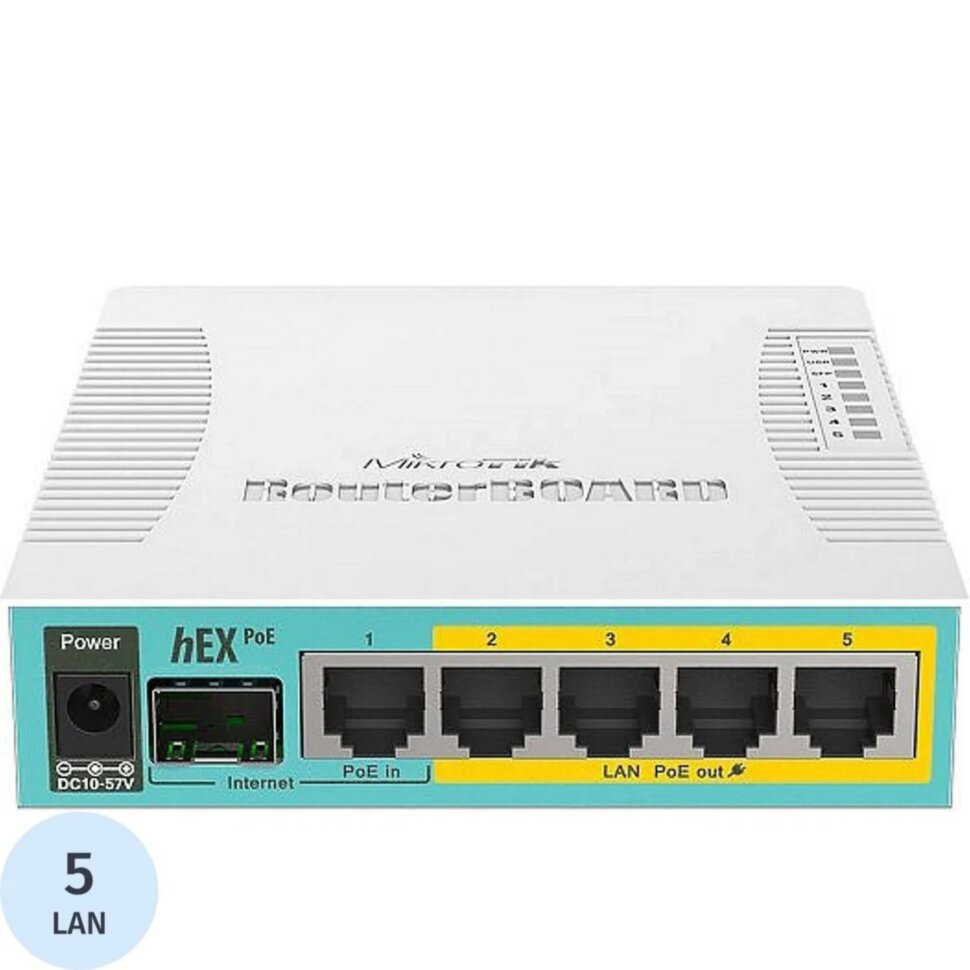 Маршрутизатор MikroTik hEX PoE (RB960PGS) 800MHz, 128MB, 5xGigabit LAN, 2088972